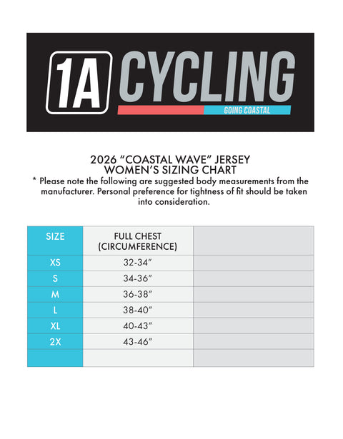 1A Cycling "Coastal Wave" Pro Jersey - LADIES